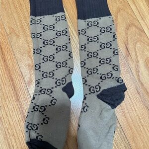 Gucci Brown & Black GG Logo Socks